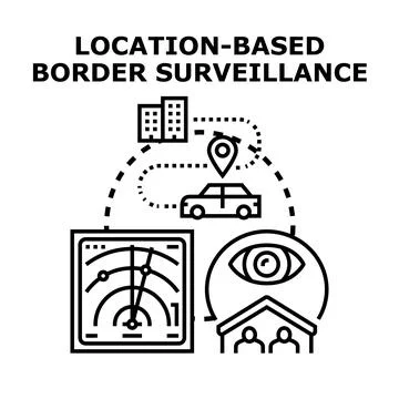 Location based border surveillance system monitoring movement イラスト素材