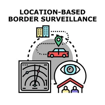 Location based border surveillance system monitoring movement Stock Illustration