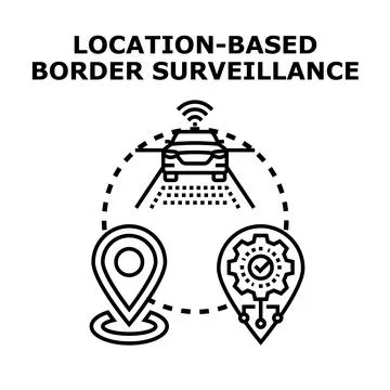 Location based border surveillance system controlling territory security Stock Illustration