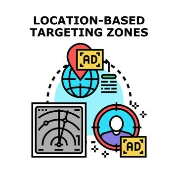 Location based targeting zones for digital advertising Stock Illustration