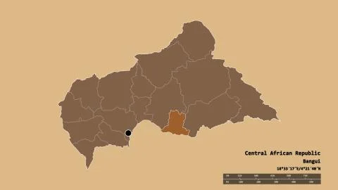 Location of Basse-Kotto, prefecture of Central African Republic. Pattern 스톡 일러스트