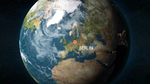 Location of Berlin, Germany on globe. 3D illustration Ilustración de archivo