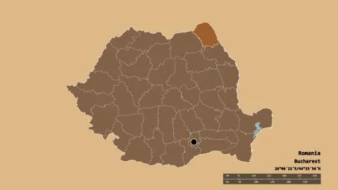 Location of Botosani, county of Romania. Pattern Stock Illustration