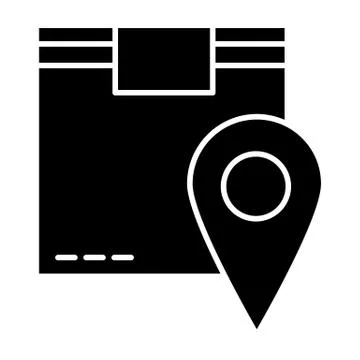 Location box solid icon. Cargo location vector illustration isolated on white イラスト素材