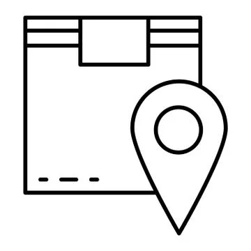 Location box thin line icon. Cargo location vector illustration isolated on Illustrazione stock