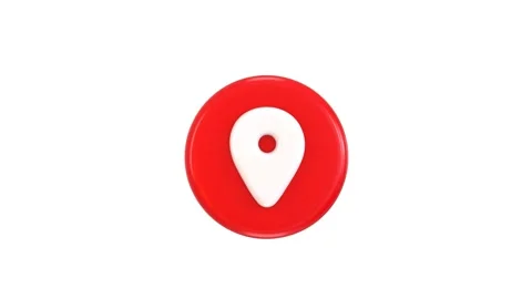 Location button animation concept of map, pin, gps pointer, animation 3d render Stock Footage 312214076