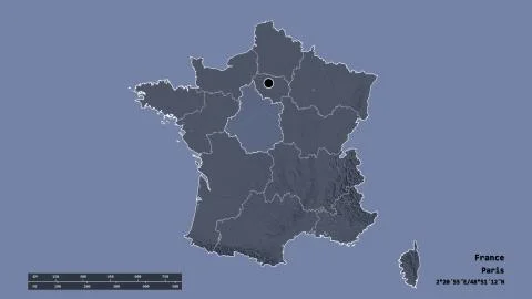 Location of Centre-Val de Loire, region of France. Administrative 库存插图