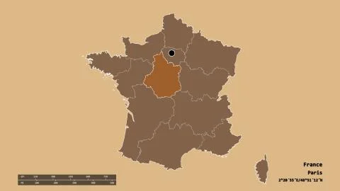 Location of Centre-Val de Loire, region of France. Pattern Illustrazione stock