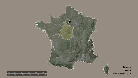 Location of Centre-Val de Loire, region of France. Satellite 库存插图