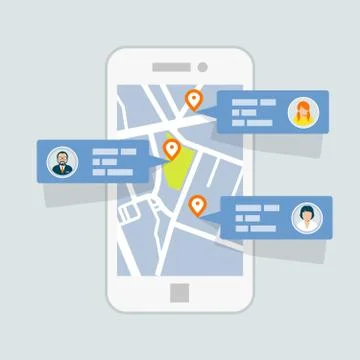 Location check-in on map - mobile gps navigation Illustrazione stock