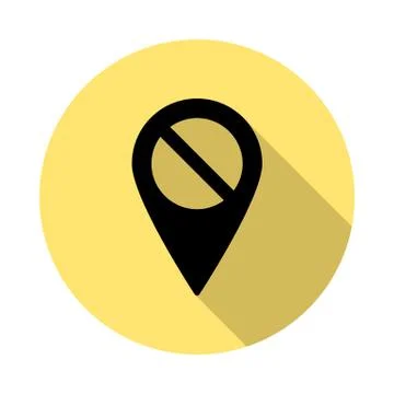 Location, check simple vector icon in long shadow style Stock Illustration