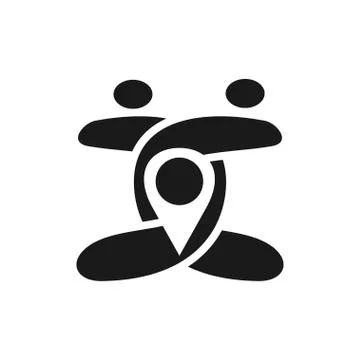 Location Commitment Teamwork Together Black Logo Illustrazione stock