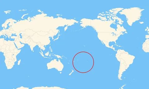 Location of the Cook Islands on a map of the corresponding continental area. Stock Illustration