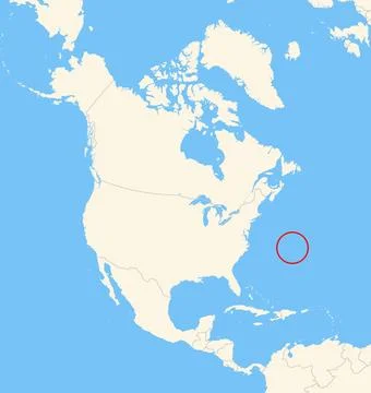 Location of the country Bermuda on a map of the corresponding continental area. Stock Illustration