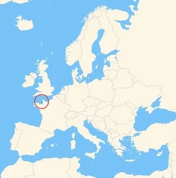 Location of the country Jersey on a map of the corresponding continental area. Stock Illustration