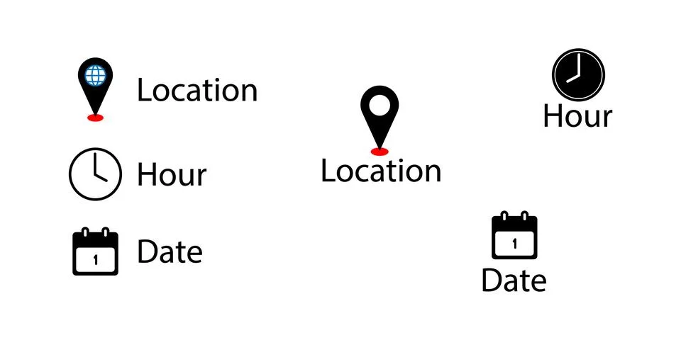 Location Date Hour icon vector illustration. Stock Illustration