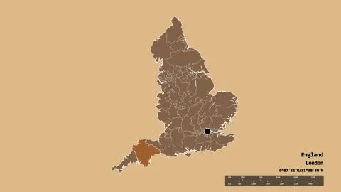 Location of Devon, administrative county of England. Pattern Ilustración de archivo
