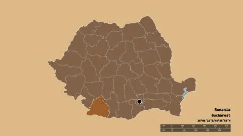 Location of Dolj, county of Romania. Pattern Stock Illustration