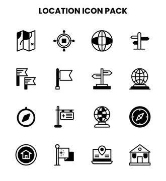 Location DuoTone Icons Pack Stock Illustration