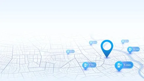 Location EV charging station location mark on gps navigation map 스톡 일러스트