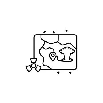 Location explosion icon. Simple line outline vector of nuclear energy icons for Stock Illustration