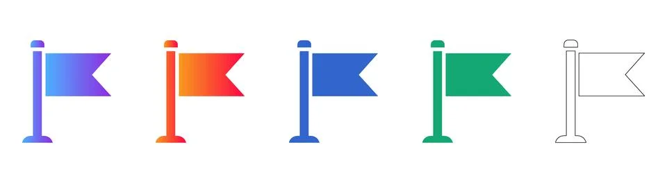Location Flag Marker Icons for Mapping Applications イラスト素材