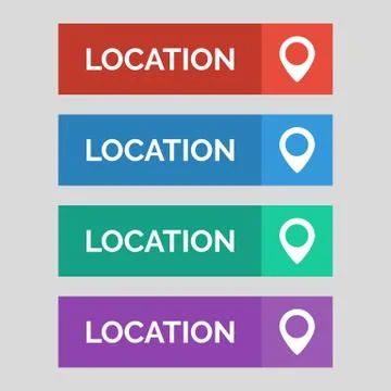 Location flat button on grey background. Illustrazione stock