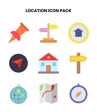 Location Flat Collection Icons Pack Illustrazione stock