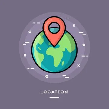 Location, flat design thin line banner Stock Illustration
