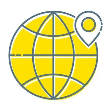 Location, flat design thin line icon, usage for e-mail newsletters, web banners Stock Illustration