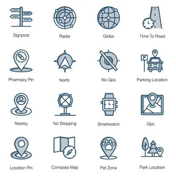 Location Flat Editable Vectors Pack Stock Illustration