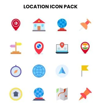 Location Flat Graphics Icons Pack Illustrazione stock