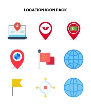 Location Flat Icons Pack Ilustración de archivo