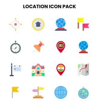 Location Flat Vector Icons Pack Ilustración de archivo