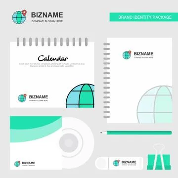 Location on globe Logo, Calendar Template, CD Cover, Diary and USB Brand Stat Stock Illustration