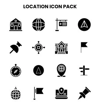 Location Glyph Graphics Icons Pack Illustrazione stock