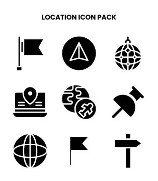 Location Glyph UI Icons Pack Illustrazione stock