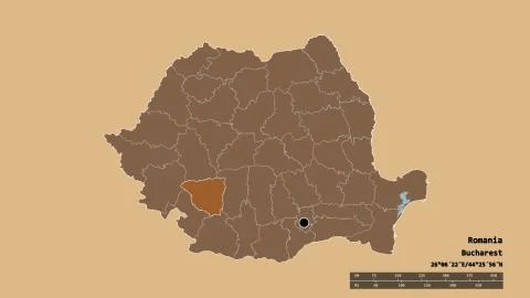 Location of Gorj, county of Romania. Pattern Stock Illustration