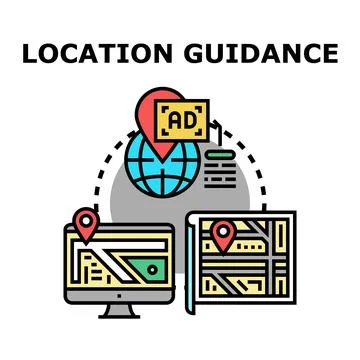 Location guidance system finding target audience navigating map イラスト素材