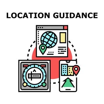 Location guidance system finding way to destination Stock Illustration
