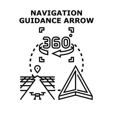 Location guidance system navigation arrow pointing direction Illustrazione stock