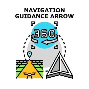 Location guidance system navigation arrow pointing direction Stock Illustration