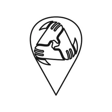 Location Hand Commitment Teamwork Together Outline Logo Stock-Illustration