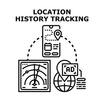 Location history tracking for data marketing analytics Stock Illustration