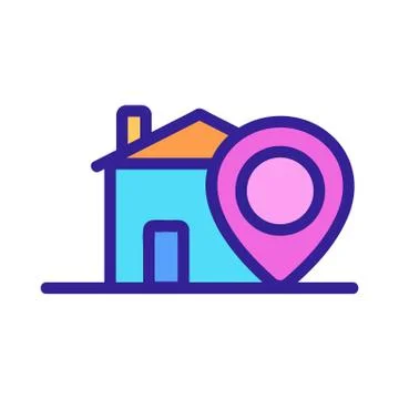 The location of the house is an icon vector. Isolated contour symbol Stock Illustration