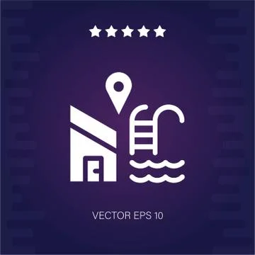 Location house with pool vector icon Stock Illustration