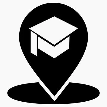 Location icon and academic cap. Stock Illustration