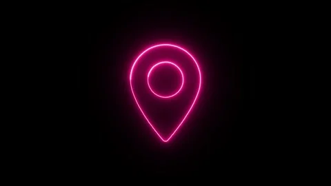 Location icon animation glowing neon orange and blue color direction sign s.. Stock Footage 327757615