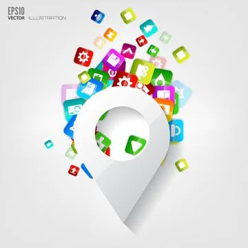 Location icon. Application button. Social media cloud computing. Stock Illustration