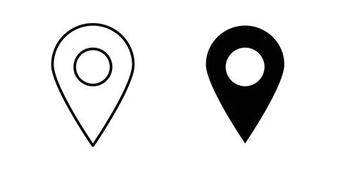 Location icon collection in black, Line icons, flat symbols イラスト素材